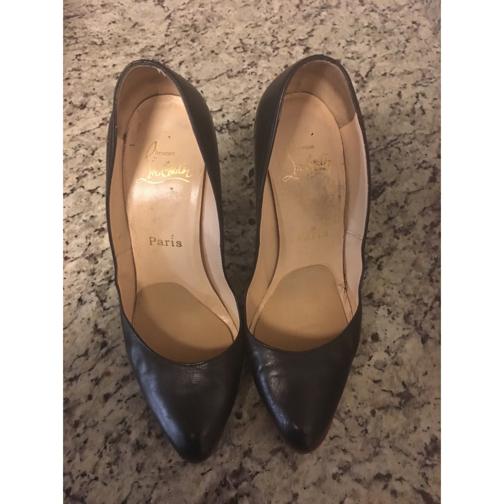 Christian louboutin Black with wooden heel